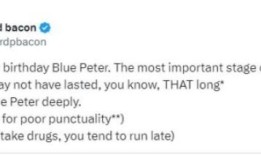 理查德·培根在《蓝色彼得》周年纪念上调侃可卡因丑闻